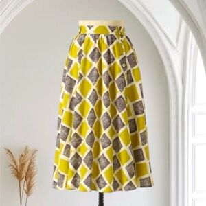 NWOT Anthropologie Edmé & Esyllte Shifting Buttons Cotton Plaid Retro Skirt 0